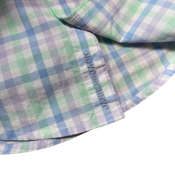 Janie and Jack Spring Easter Soft Pastel Blue Green Plaid Shirt Boys Size 4T - Picture 4 of 5